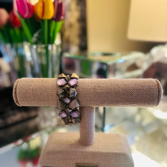 Chloe + Isabel Modern Purple and Brushed Gold-Tone Geometric Bracelet - Picture 1 of 9